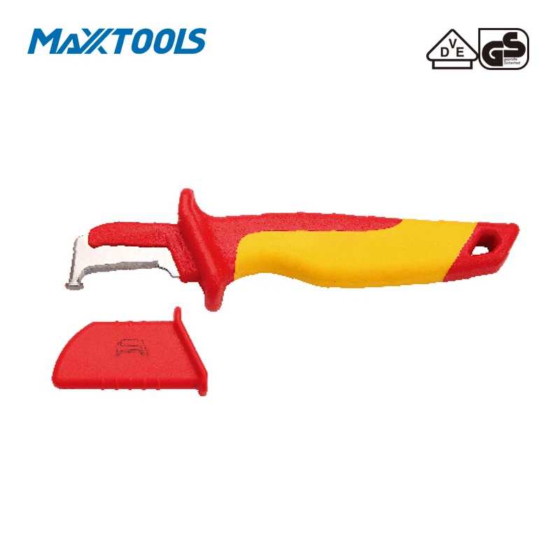 Sichelförmiges VDE-isoliertes Kabelmesser mit Führungsschuh